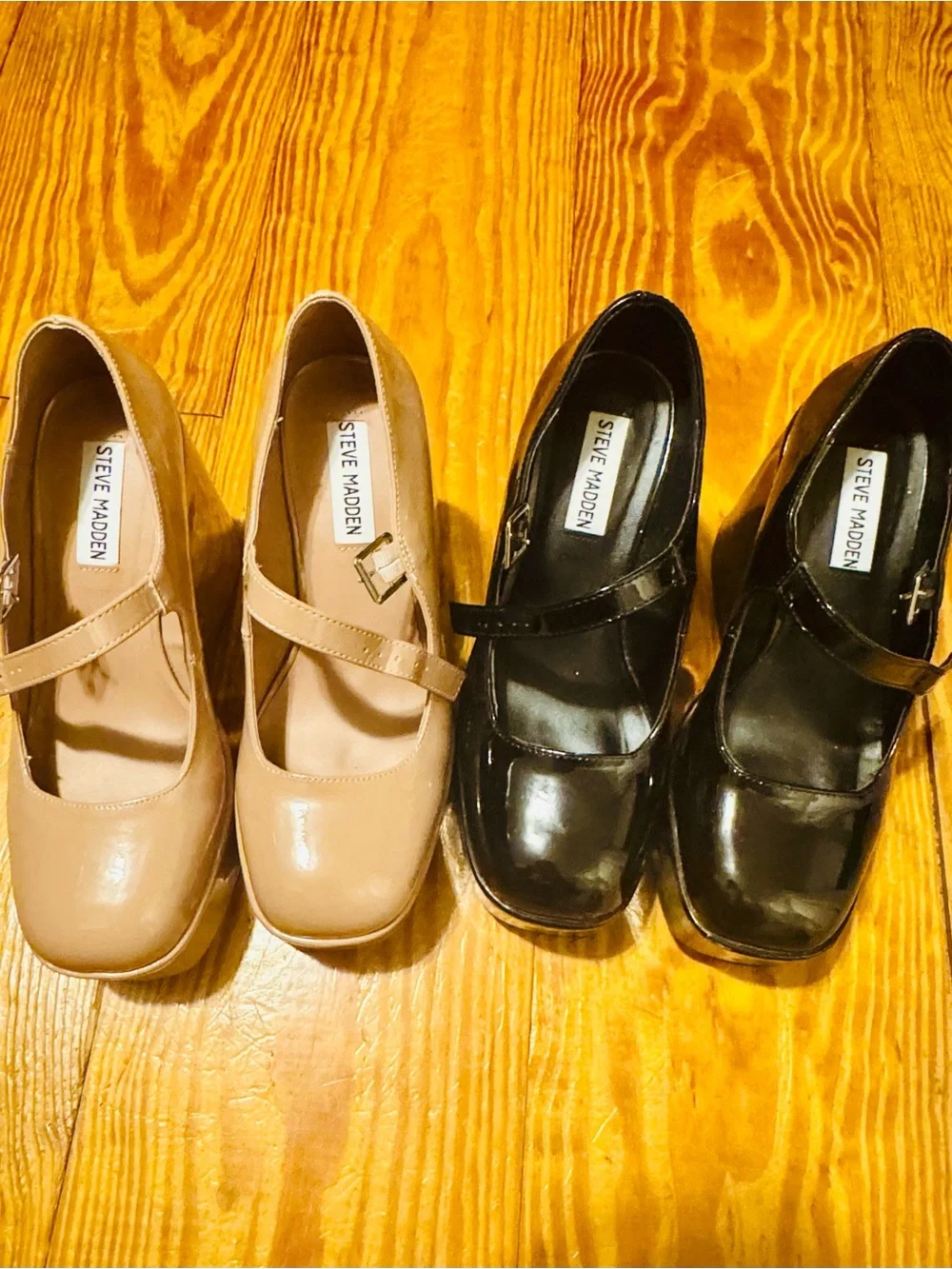 Steve Madden Nirvana Black Platform Wedges with Buckle Strap